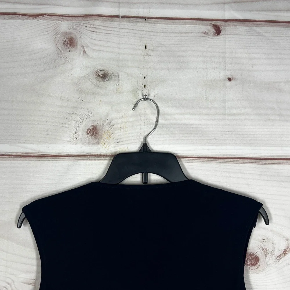 Carmen Marc Valvo Cowl Neck Blouse Women XS Blue Zipper Shoulder Sleeveless Top - Picture 8 of 8